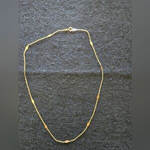 Elegant Solid K18 Japan Gold Station Necklace for Women